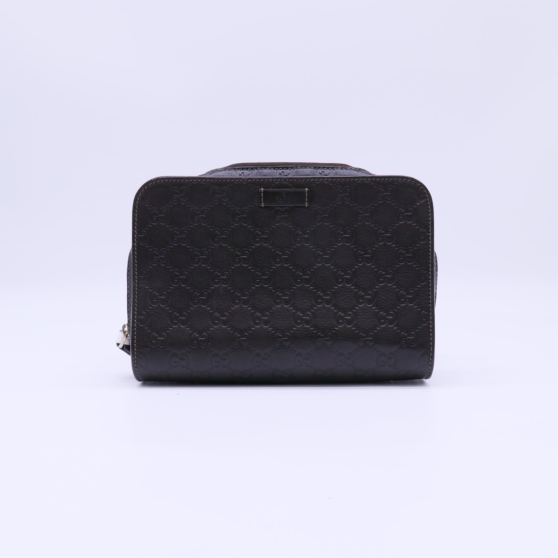Gucci Guccissima Zip Clutch Dark Brown twins B22794