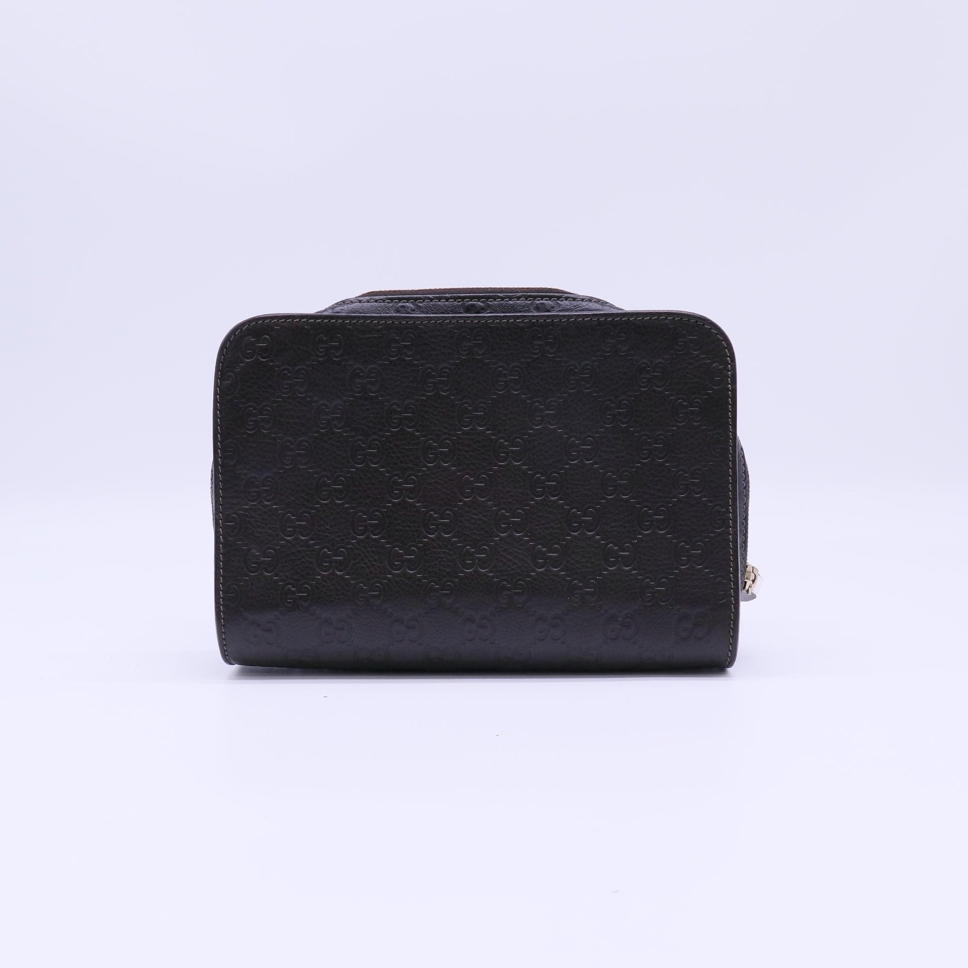 Gucci Guccissima Zip Clutch Dark Brown twins B22794