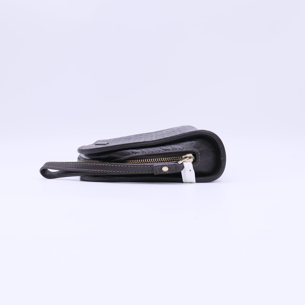 Gucci Guccissima Zip Clutch Dark Brown twins B22794