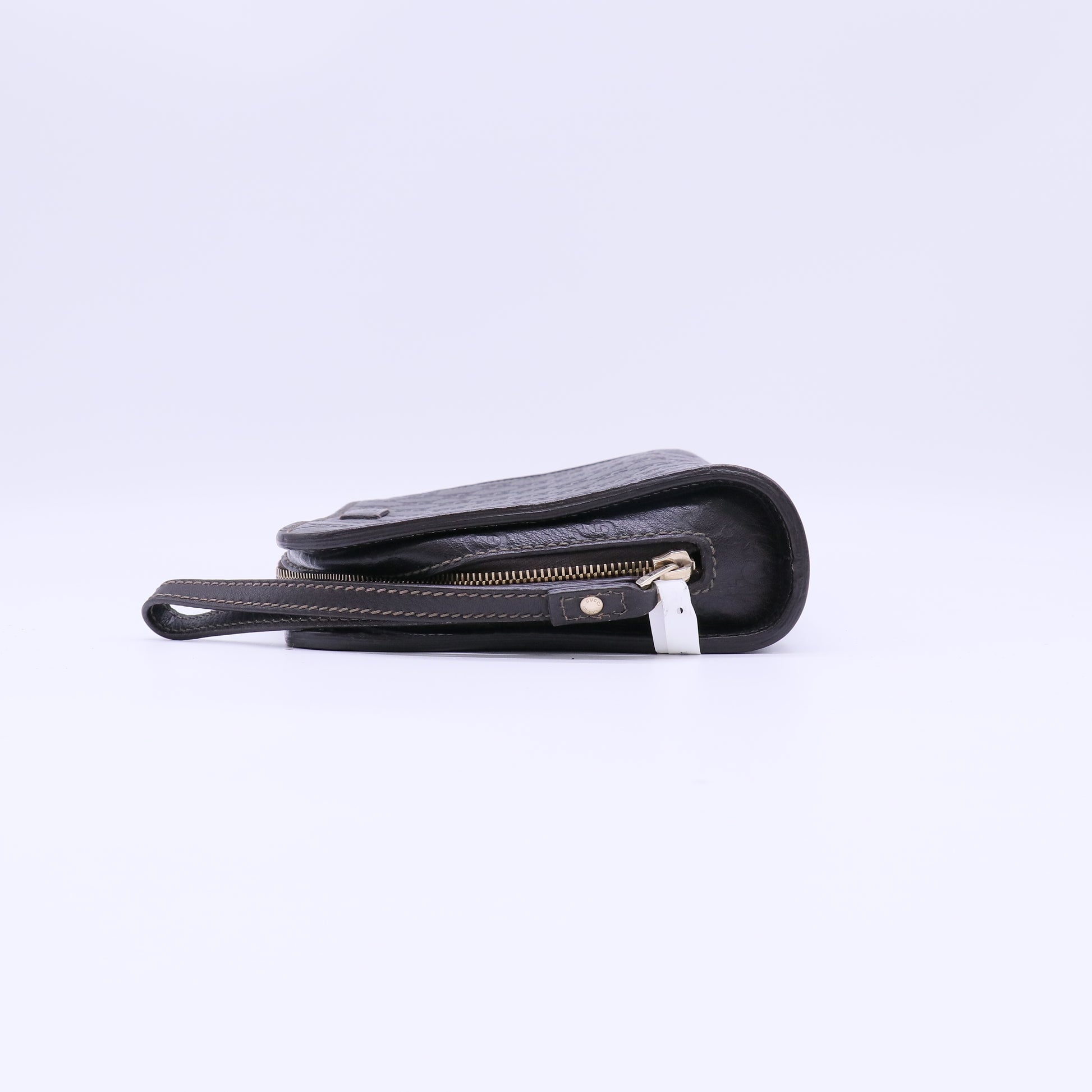 Gucci Guccissima Zip Clutch Dark Brown twins B22794