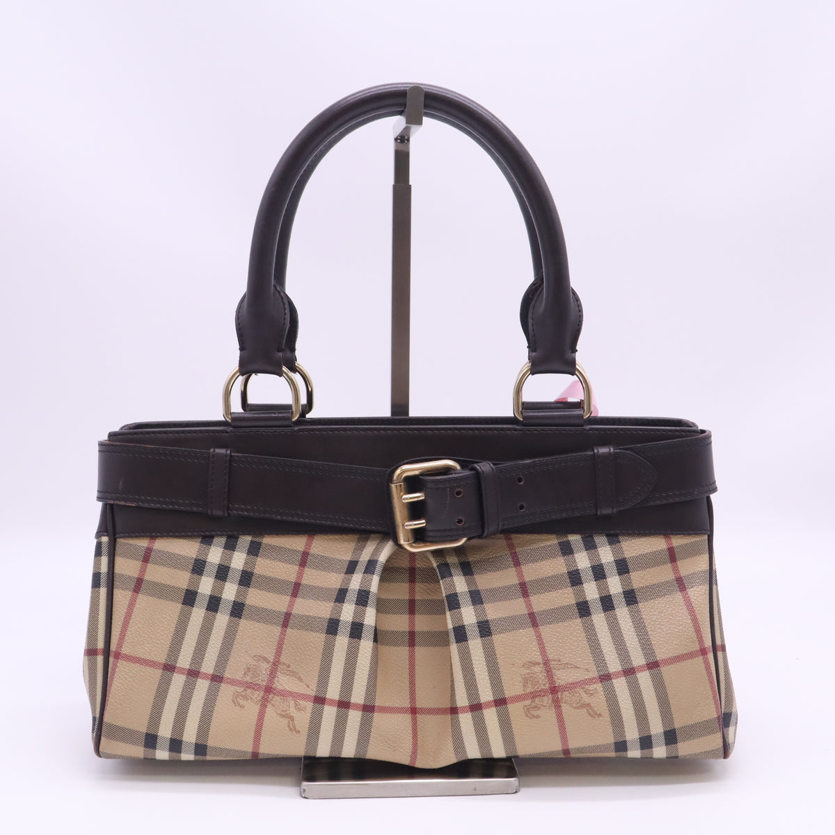 Burberry Haymarket Check Coated Canvas Belted Tote Bag Twins LDJ6313
