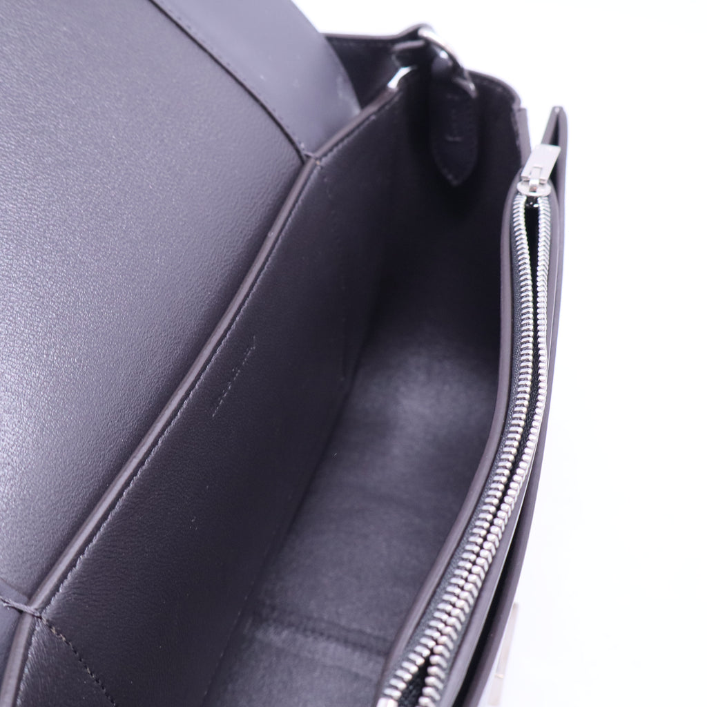 Shiny Smooth Calfskin Medium Frame Shoulder Bag Liquorice Antique Rose B20699