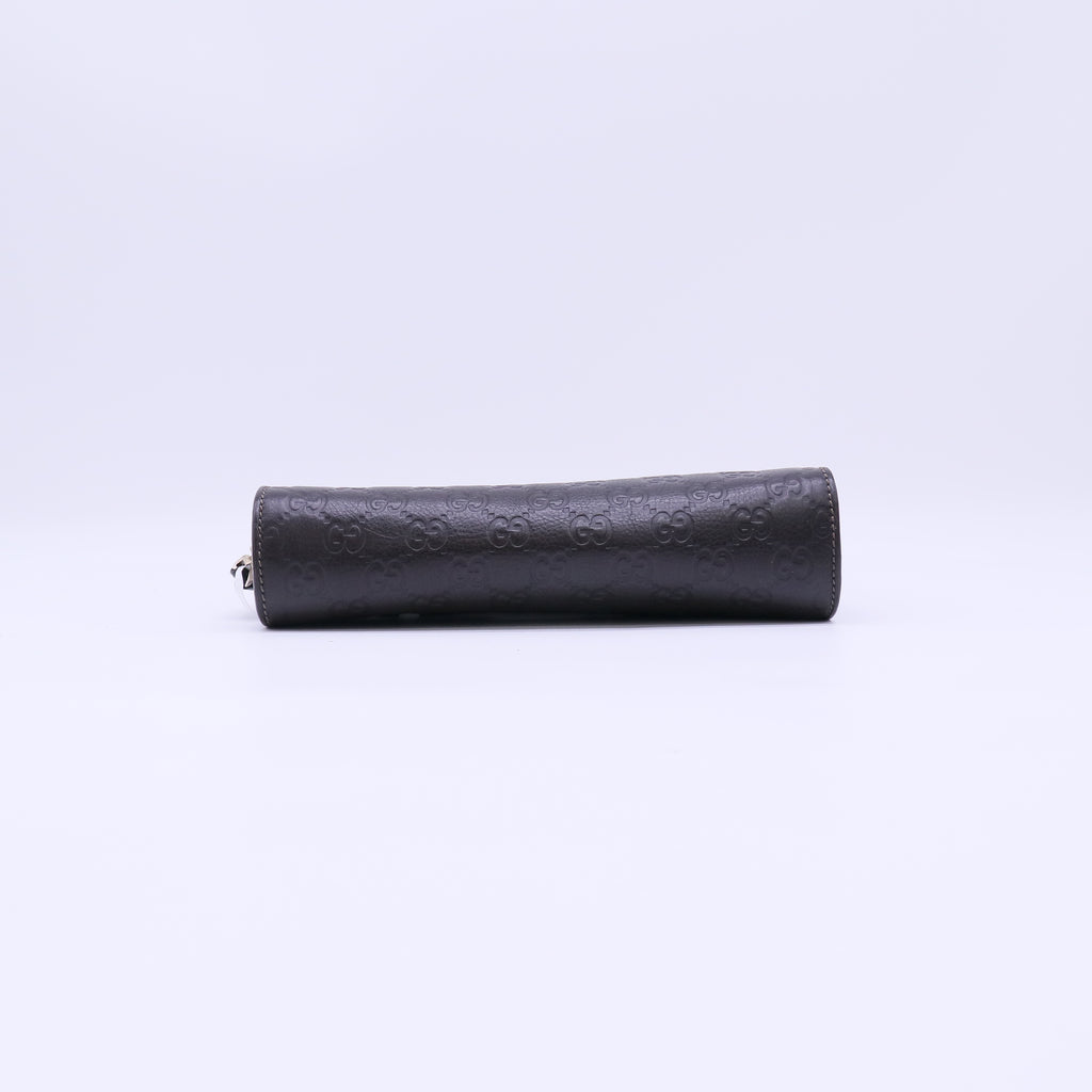Gucci Guccissima Zip Clutch Dark Brown twins B22794