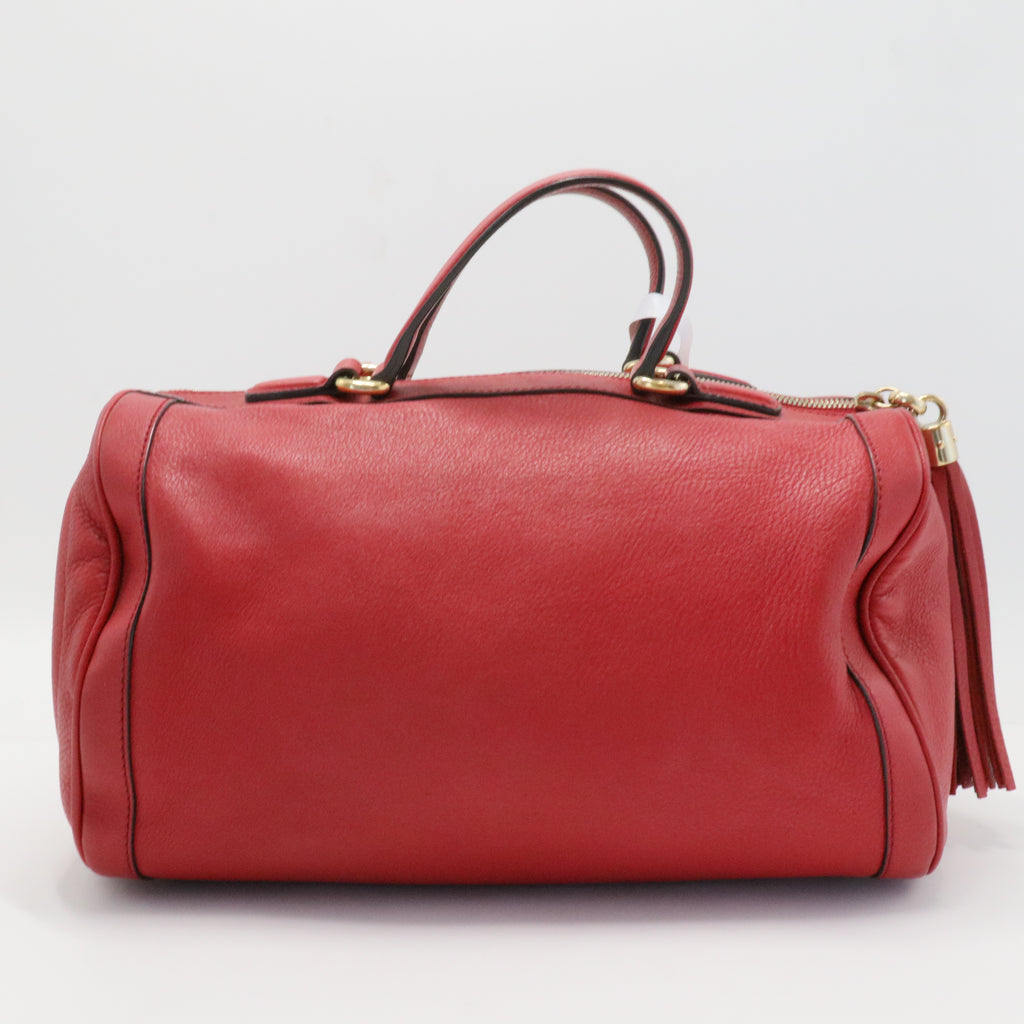 Red Pebbled Leather Soho Boston Bag