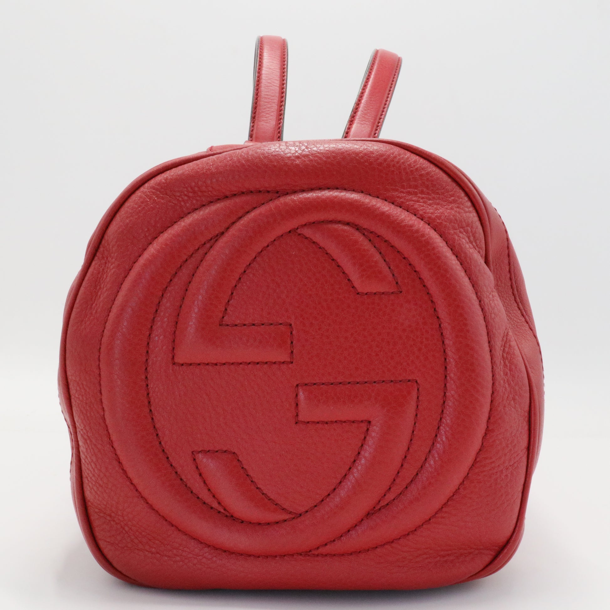 Red Pebbled Leather Soho Boston Bag
