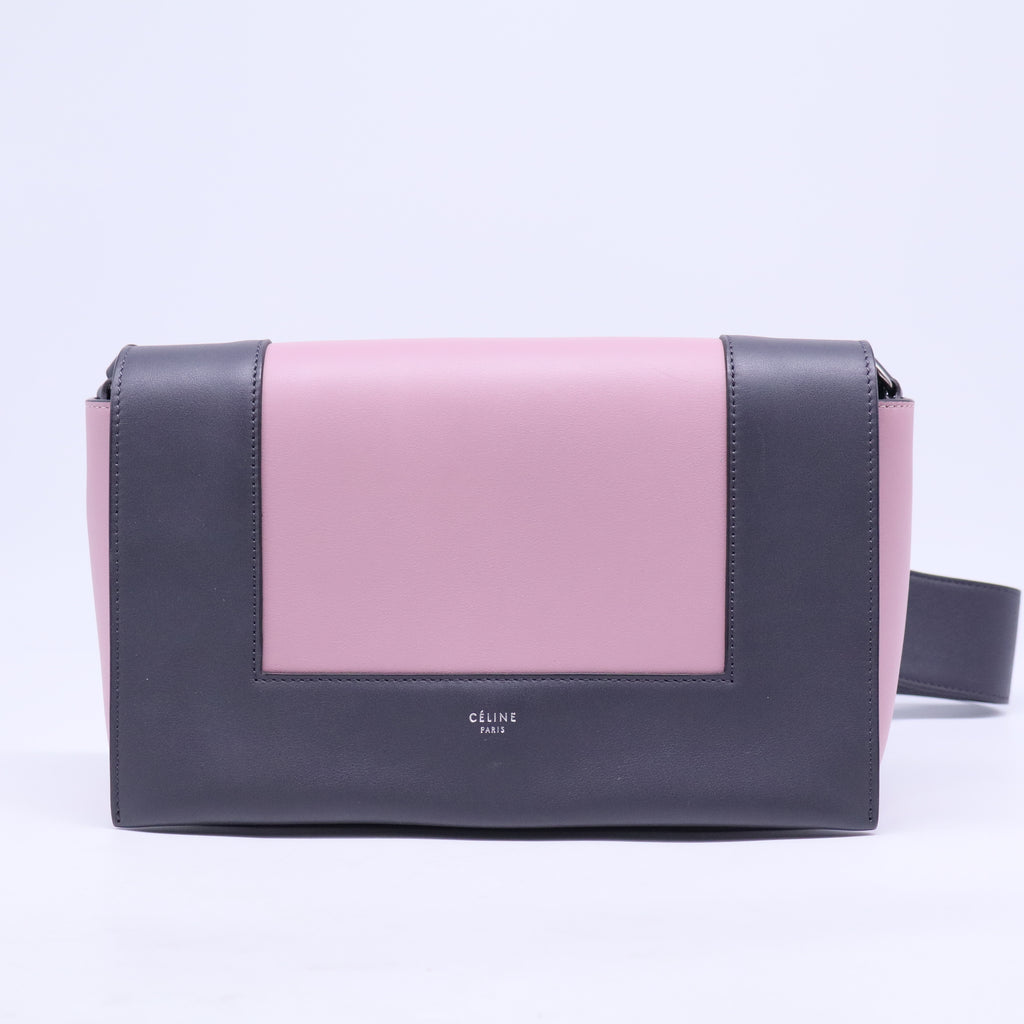 Shiny Smooth Calfskin Medium Frame Shoulder Bag Liquorice Antique Rose B20699
