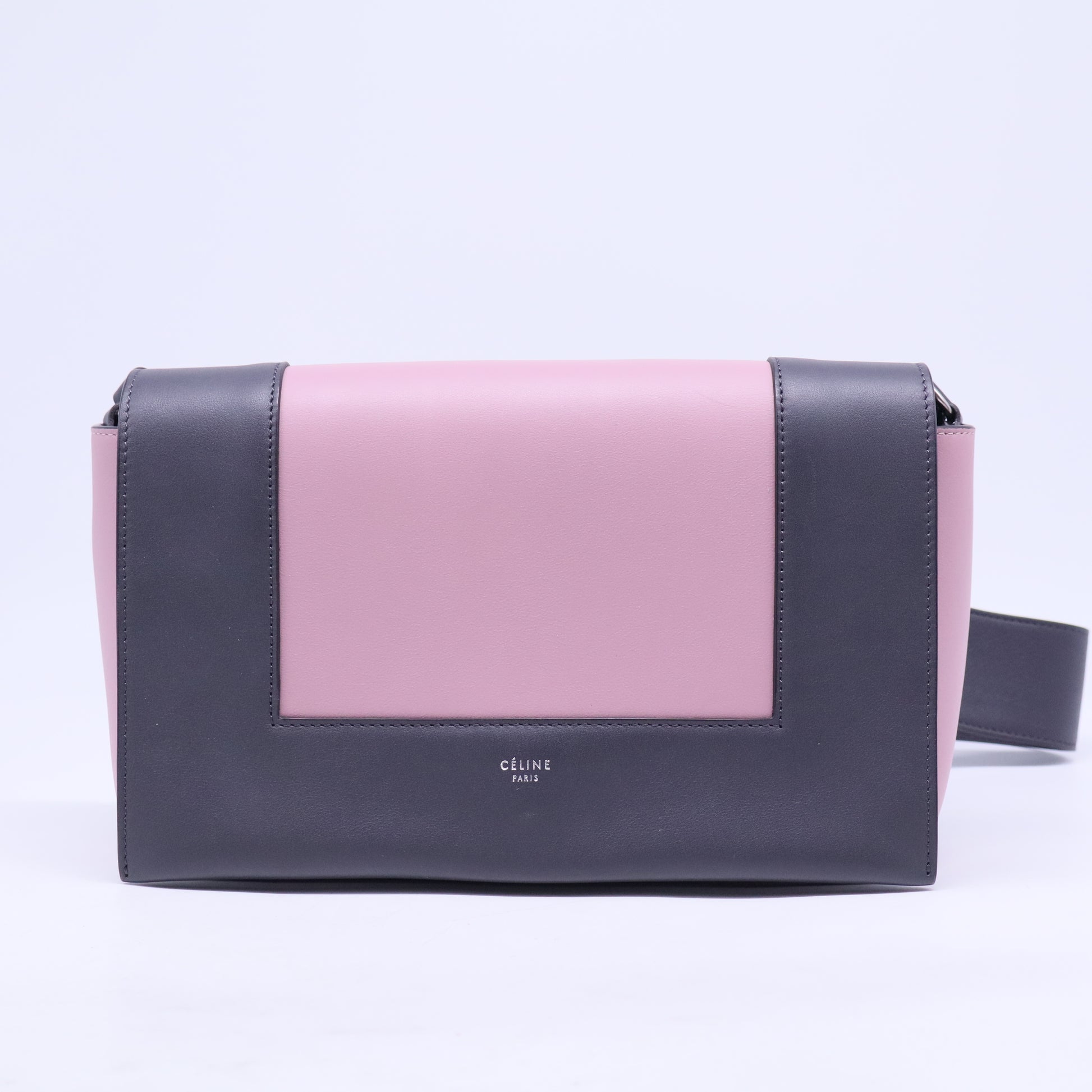 Shiny Smooth Calfskin Medium Frame Shoulder Bag Liquorice Antique Rose B20699