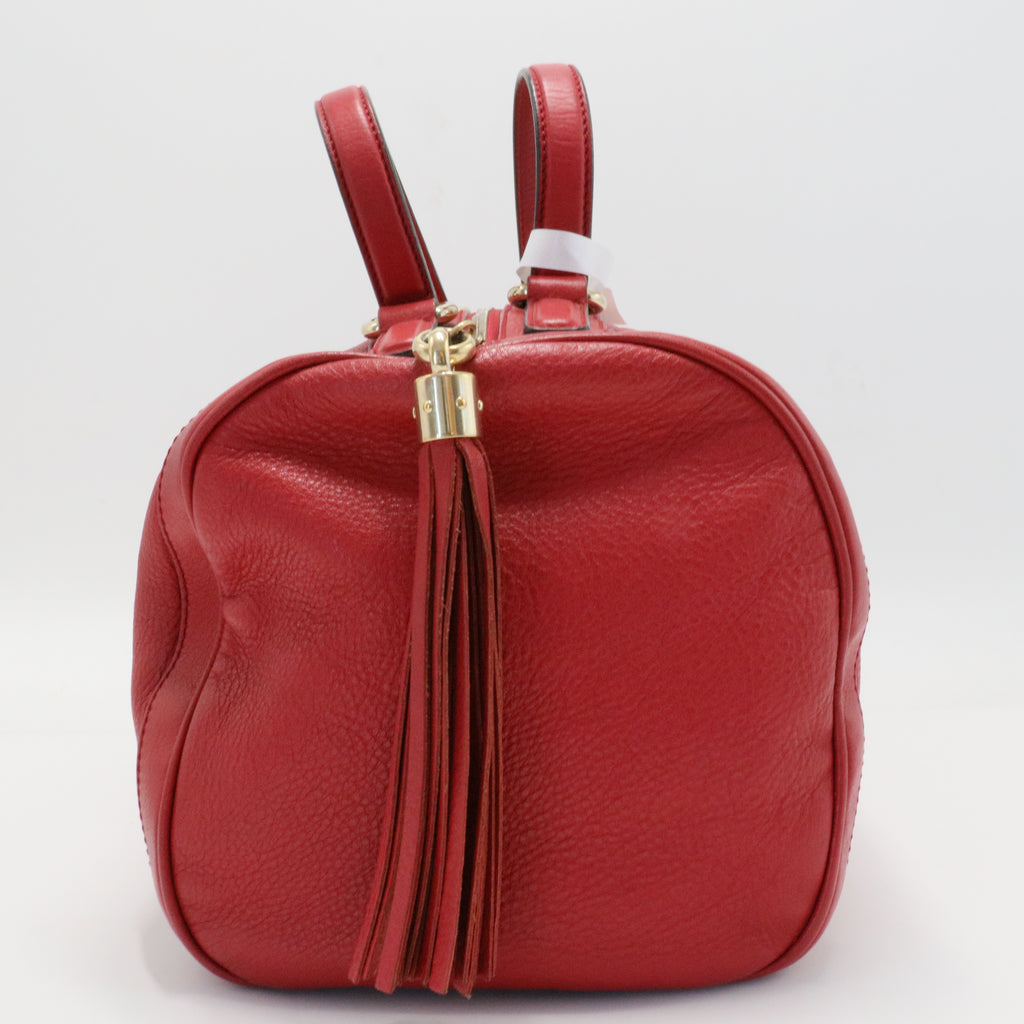 Red Pebbled Leather Soho Boston Bag