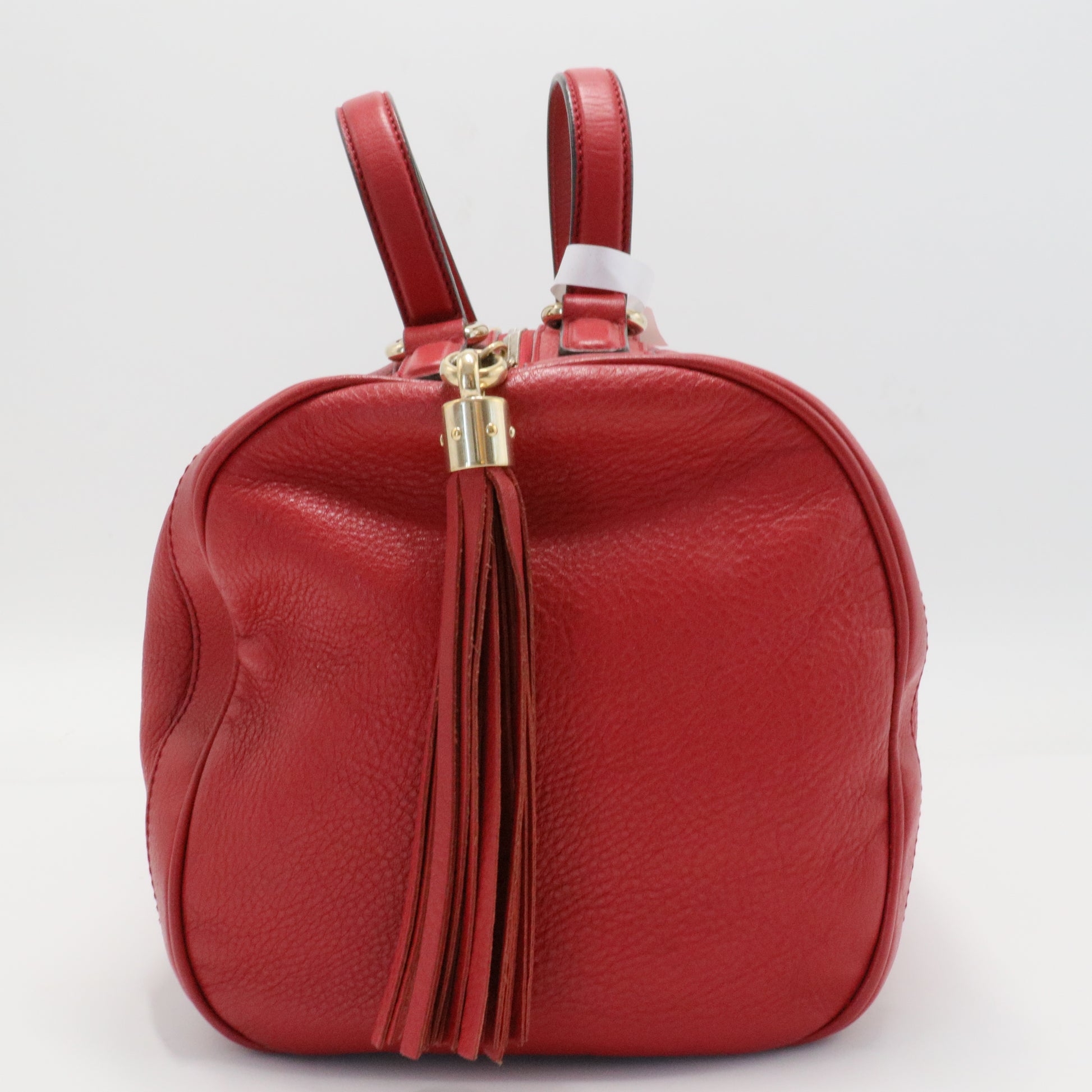 Red Pebbled Leather Soho Boston Bag