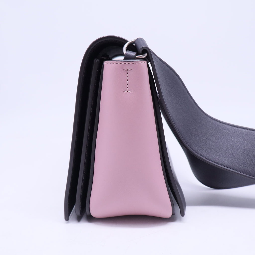 Shiny Smooth Calfskin Medium Frame Shoulder Bag Liquorice Antique Rose B20699