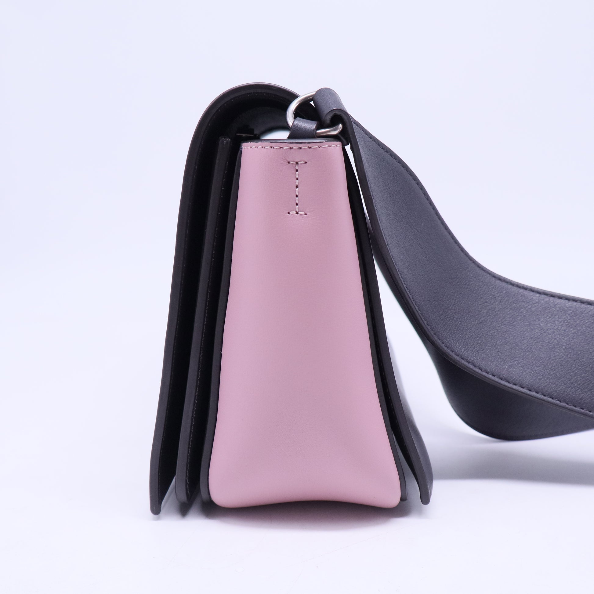 Shiny Smooth Calfskin Medium Frame Shoulder Bag Liquorice Antique Rose B20699