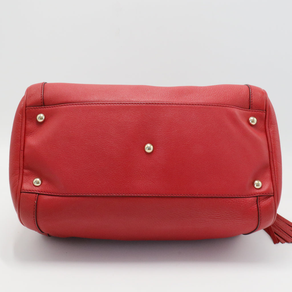 Red Pebbled Leather Soho Boston Bag