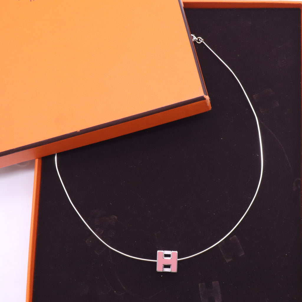 Pop H Cube Pendant Necklace Metal with Enamel Twins W22870