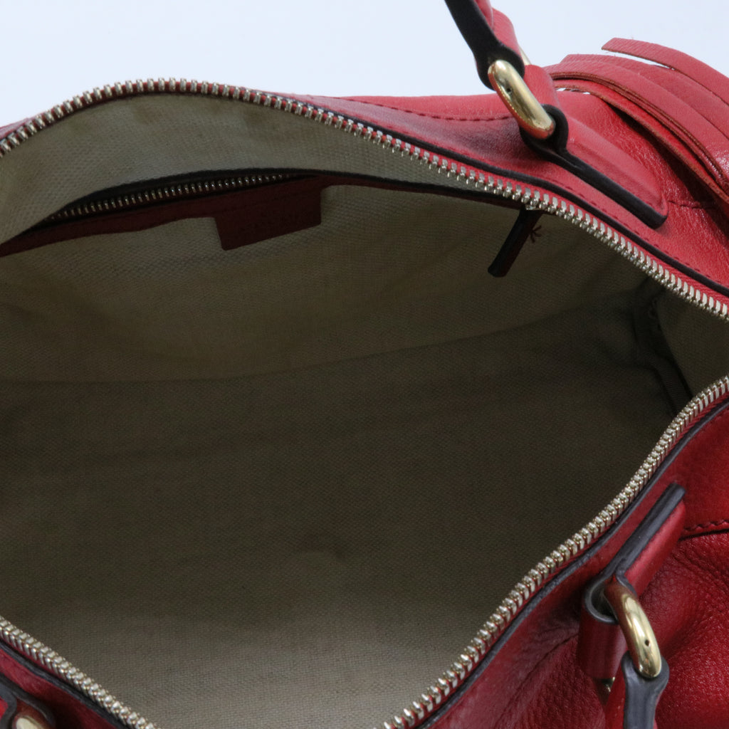 Red Pebbled Leather Soho Boston Bag