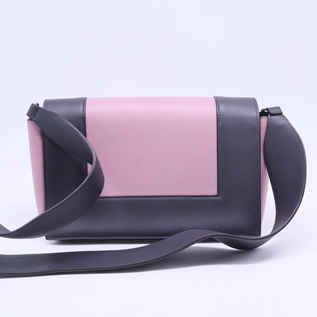 Shiny Smooth Calfskin Medium Frame Shoulder Bag Liquorice Antique Rose B20699