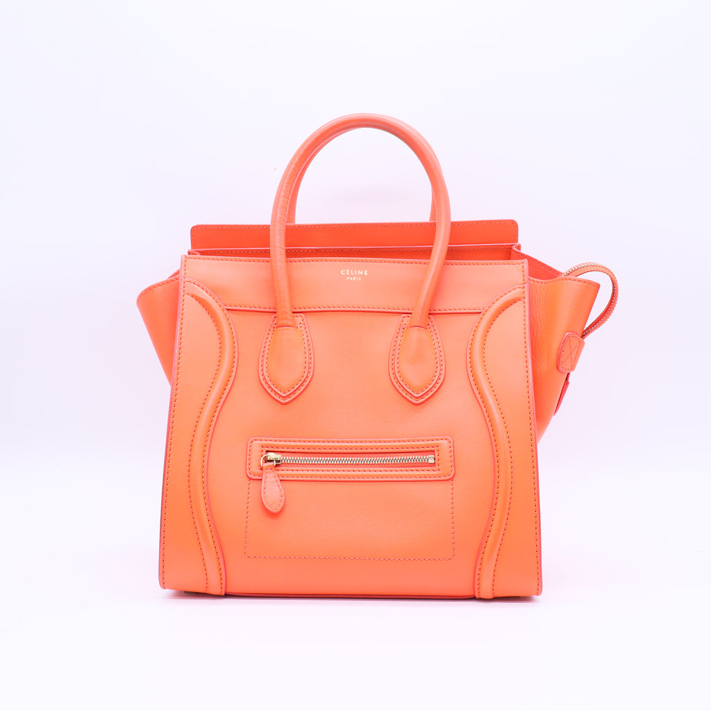 Celine Orange Smooth Calfskin Leather Luggage Tote Bag B21465