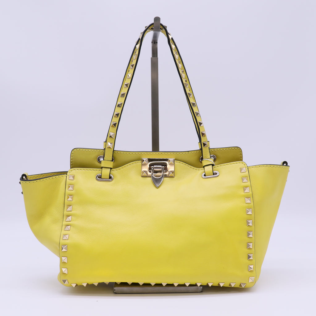 Valentino Garavani Vitello Small Rockstud Tote Water Yellow twins B22578