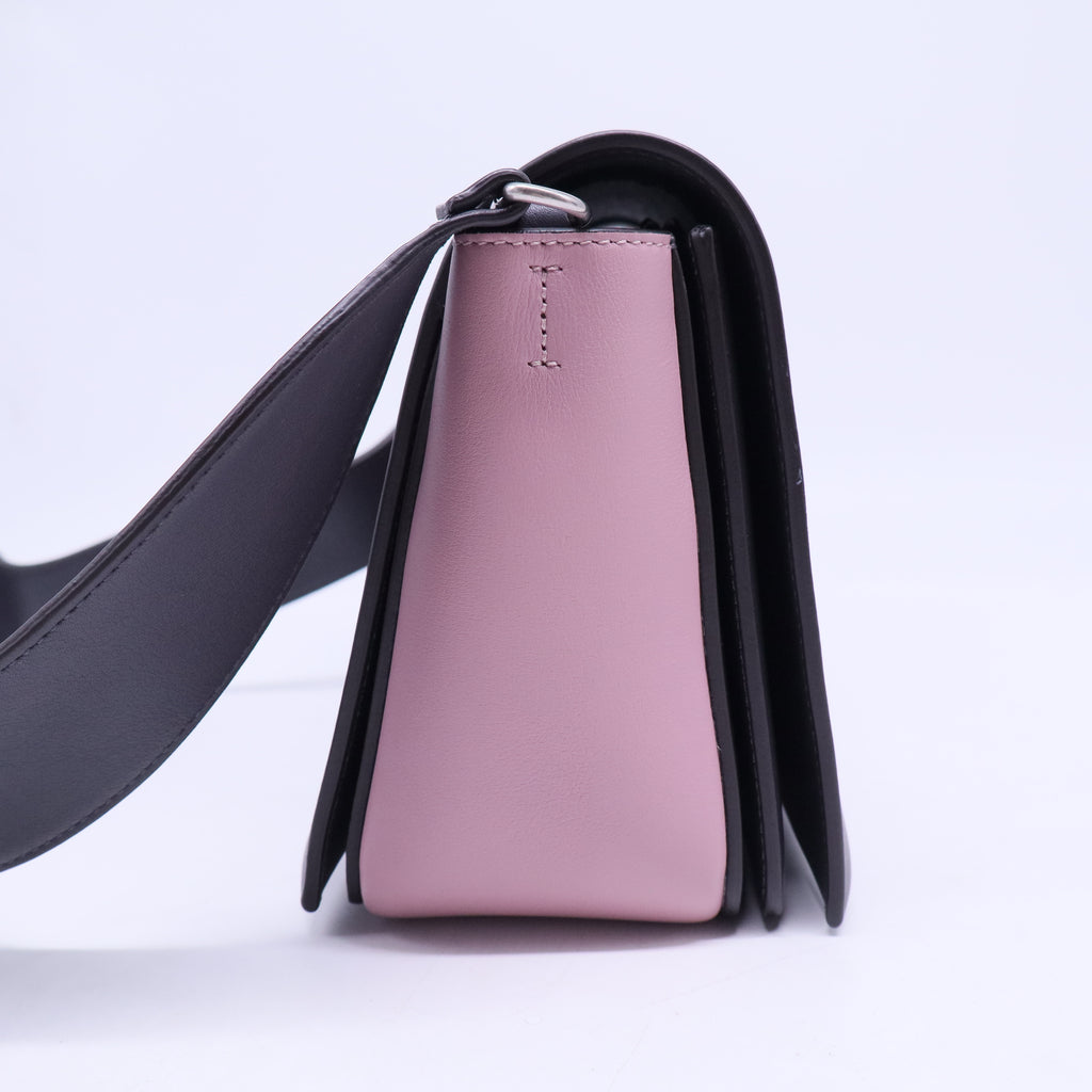 Shiny Smooth Calfskin Medium Frame Shoulder Bag Liquorice Antique Rose B20699
