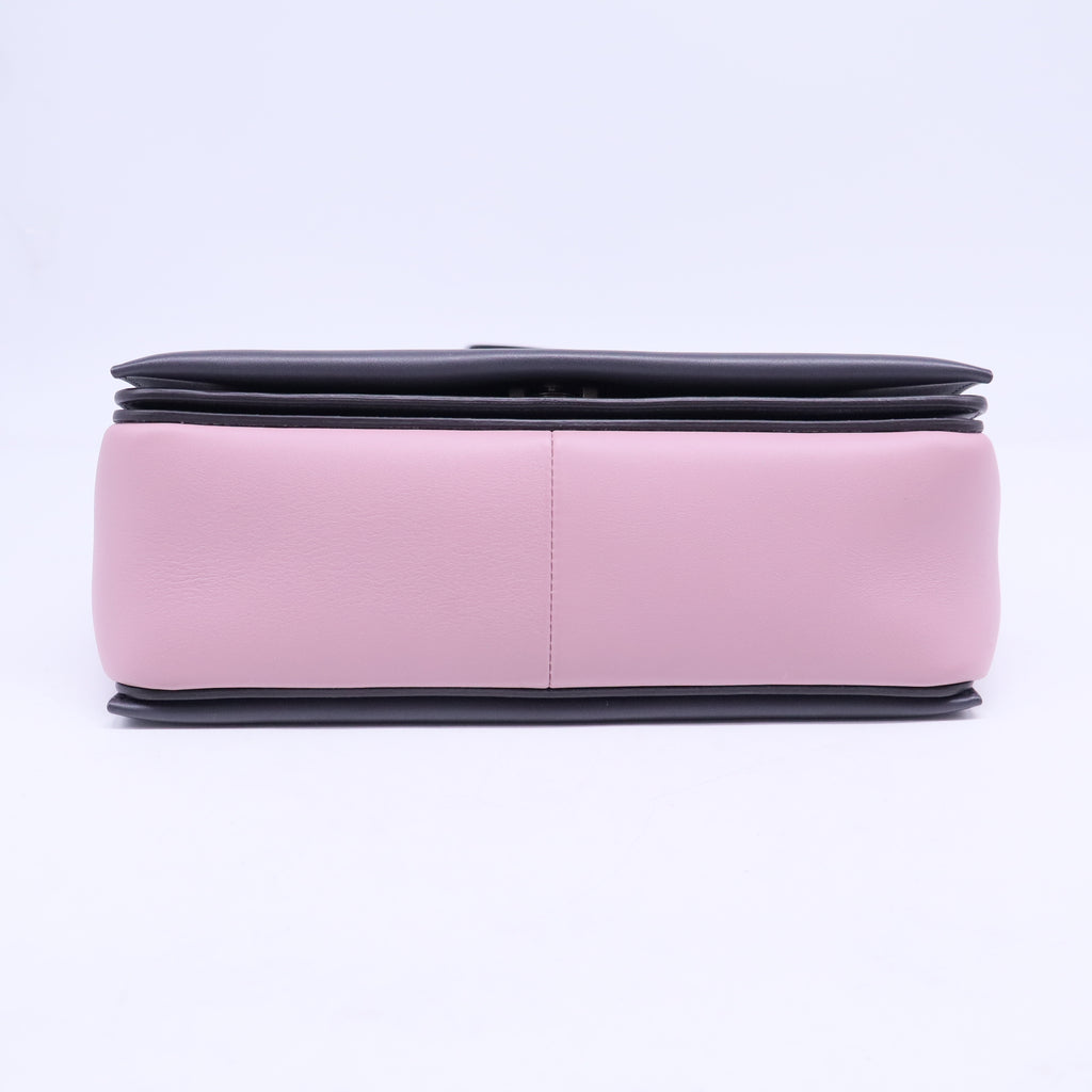 Shiny Smooth Calfskin Medium Frame Shoulder Bag Liquorice Antique Rose B20699