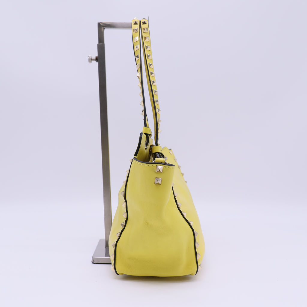 Valentino Garavani Vitello Small Rockstud Tote Water Yellow twins B22578