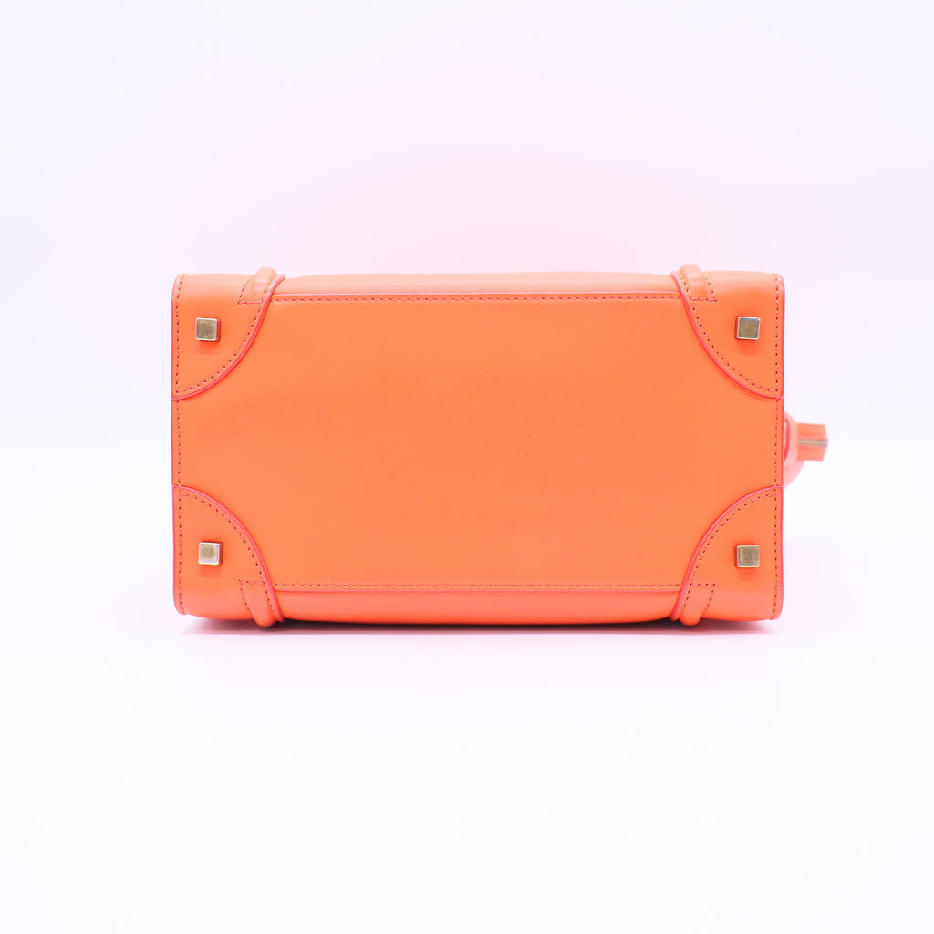 Celine Orange Smooth Calfskin Leather Luggage Tote Bag B21465