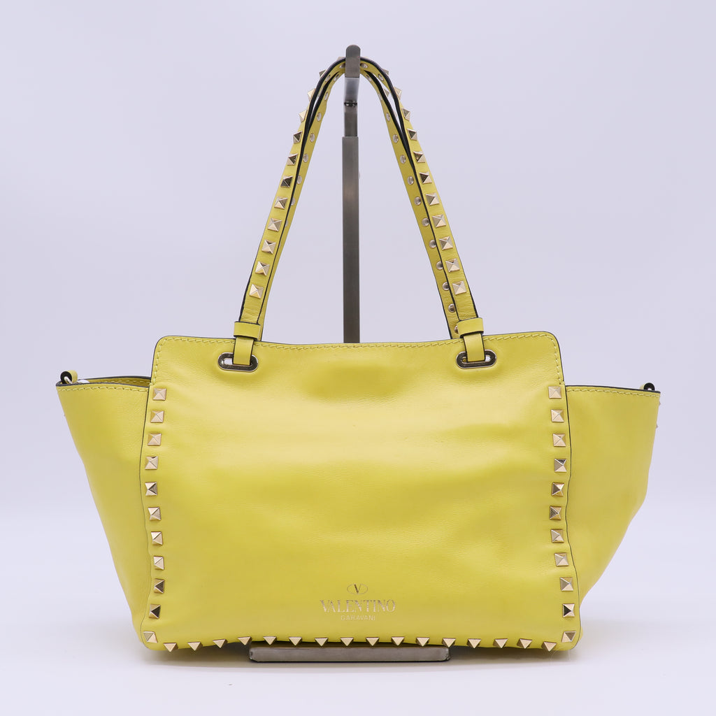Valentino Garavani Vitello Small Rockstud Tote Water Yellow twins B22578