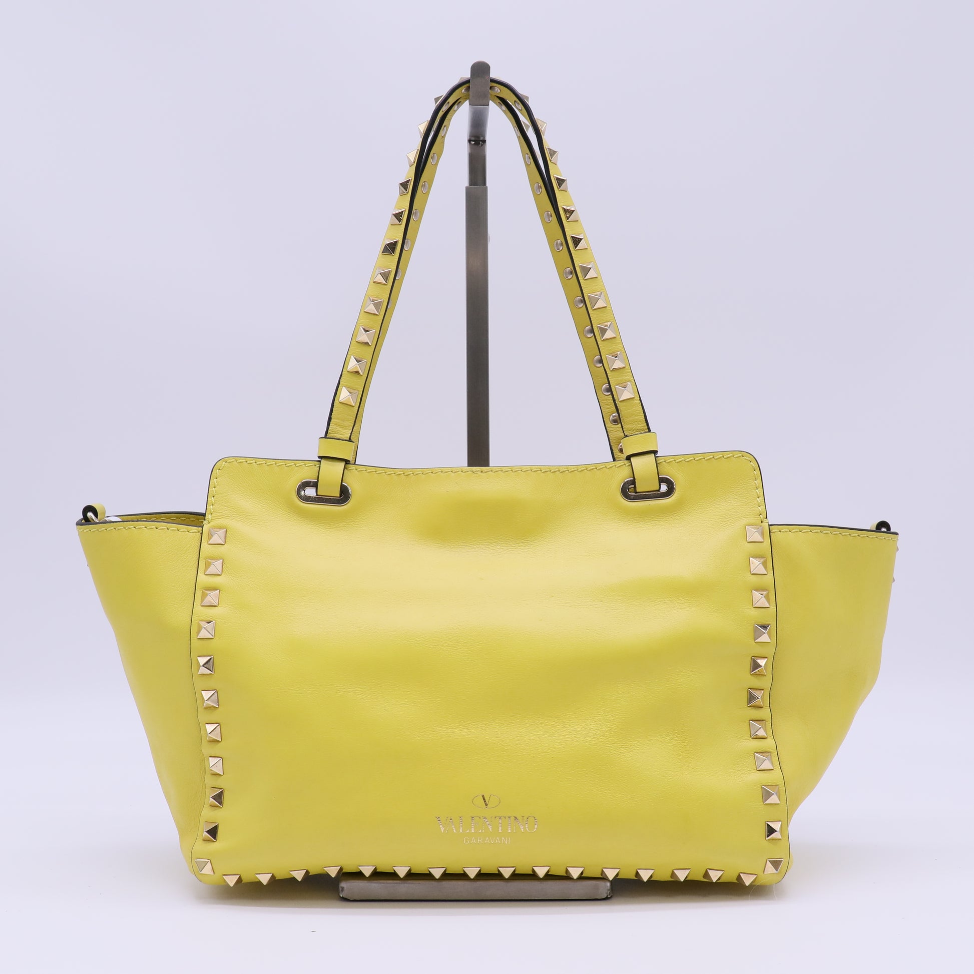 Valentino Garavani Vitello Small Rockstud Tote Water Yellow twins B22578