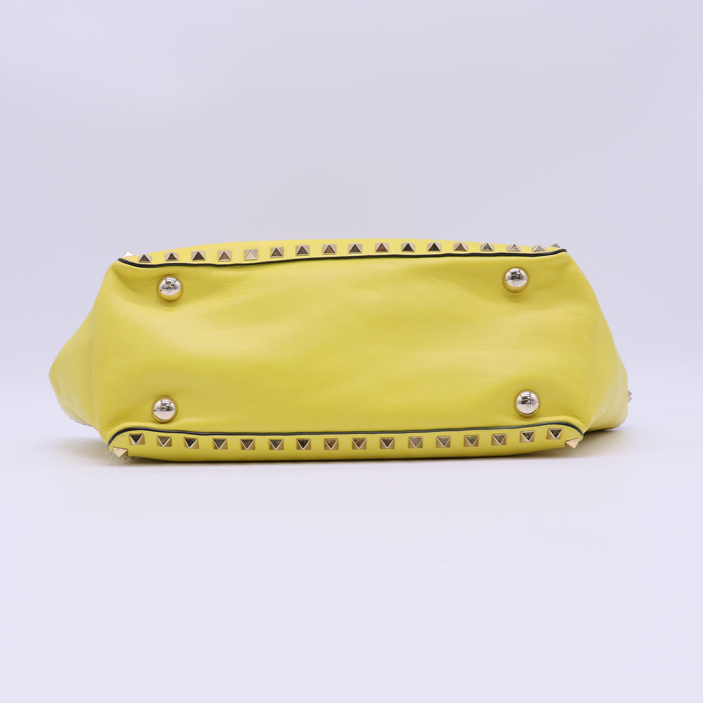 Valentino Garavani Vitello Small Rockstud Tote Water Yellow twins B22578