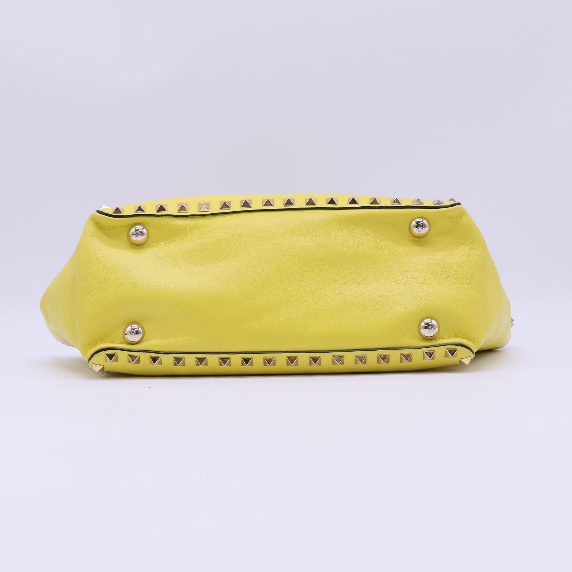 Valentino Garavani Vitello Small Rockstud Tote Water Yellow twins B22578