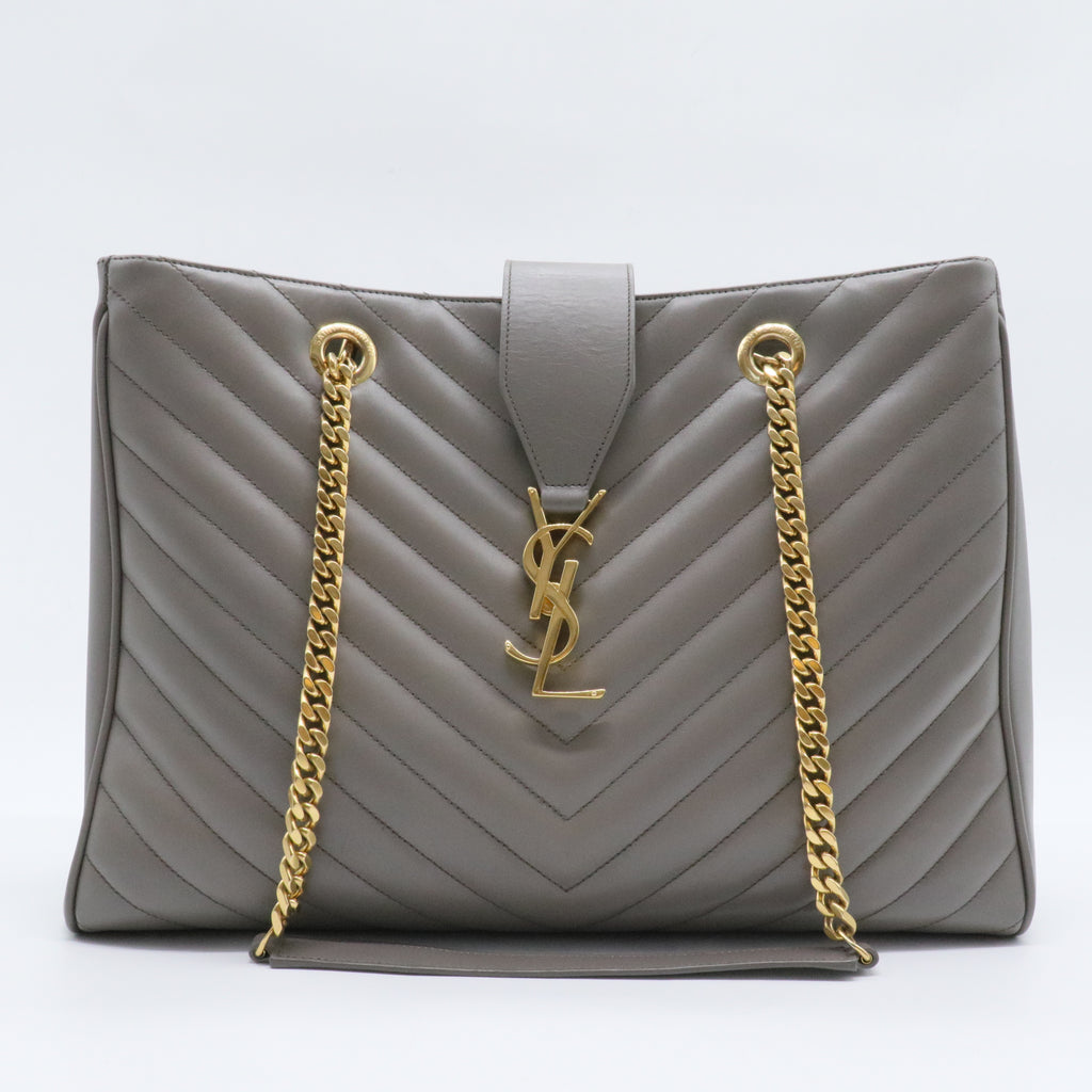 Classic Monogram Shopper Matelasse Chevron Leather Large