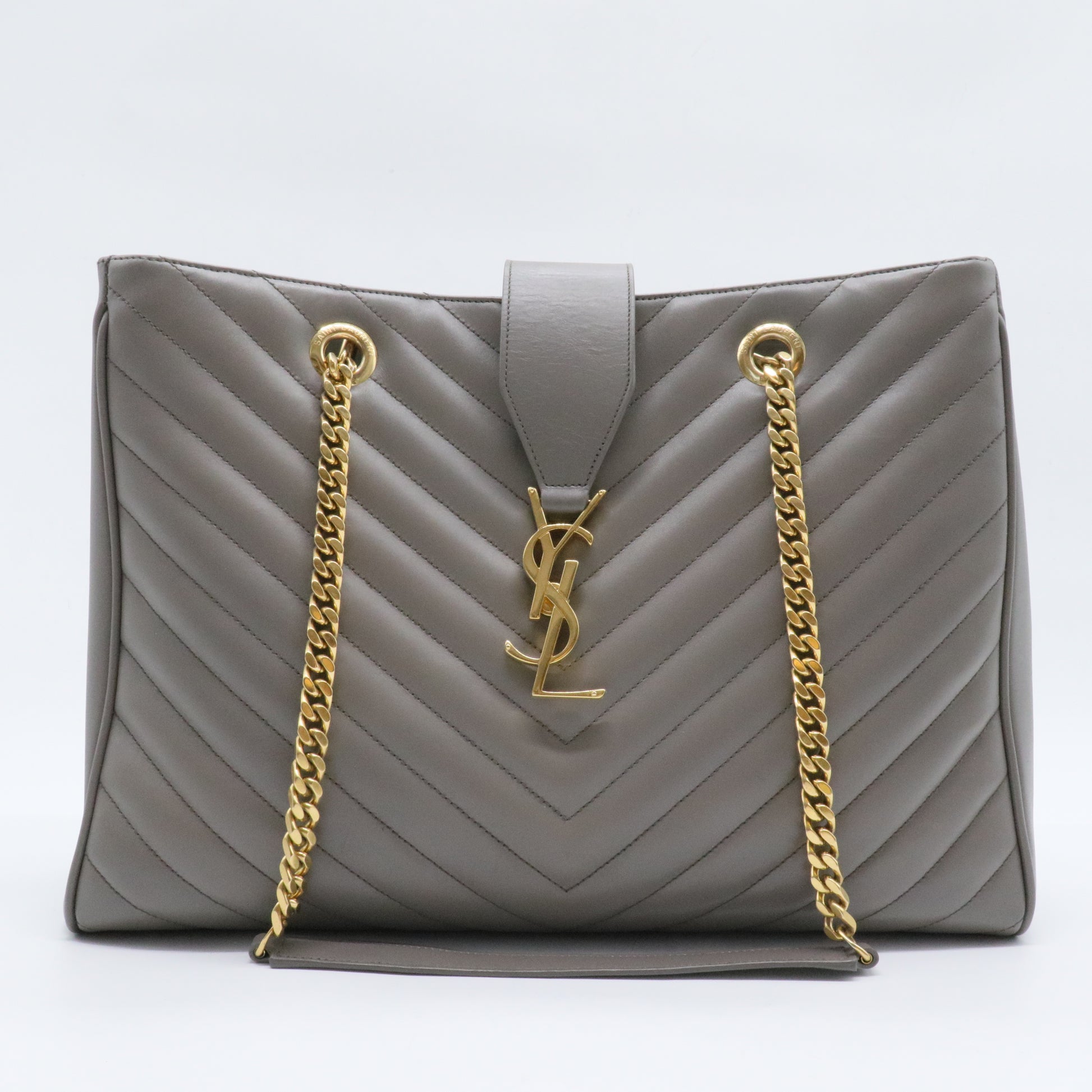 Classic Monogram Shopper Matelasse Chevron Leather Large
