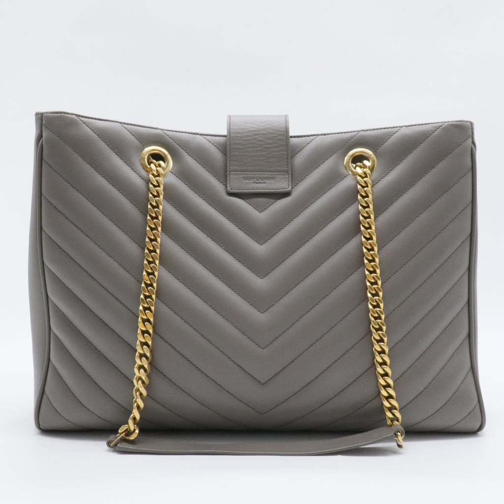Classic Monogram Shopper Matelasse Chevron Leather Large