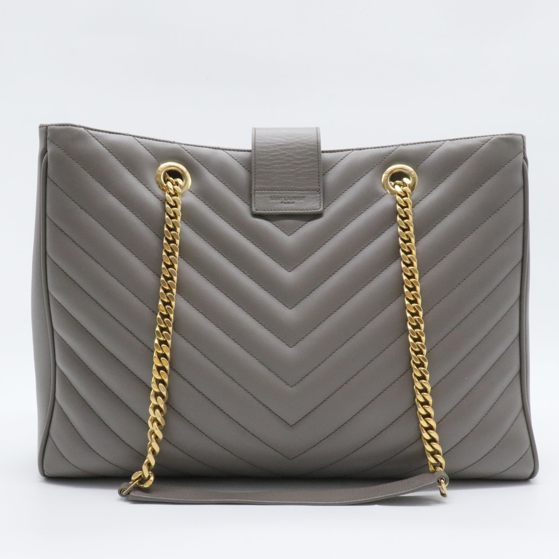 Classic Monogram Shopper Matelasse Chevron Leather Large