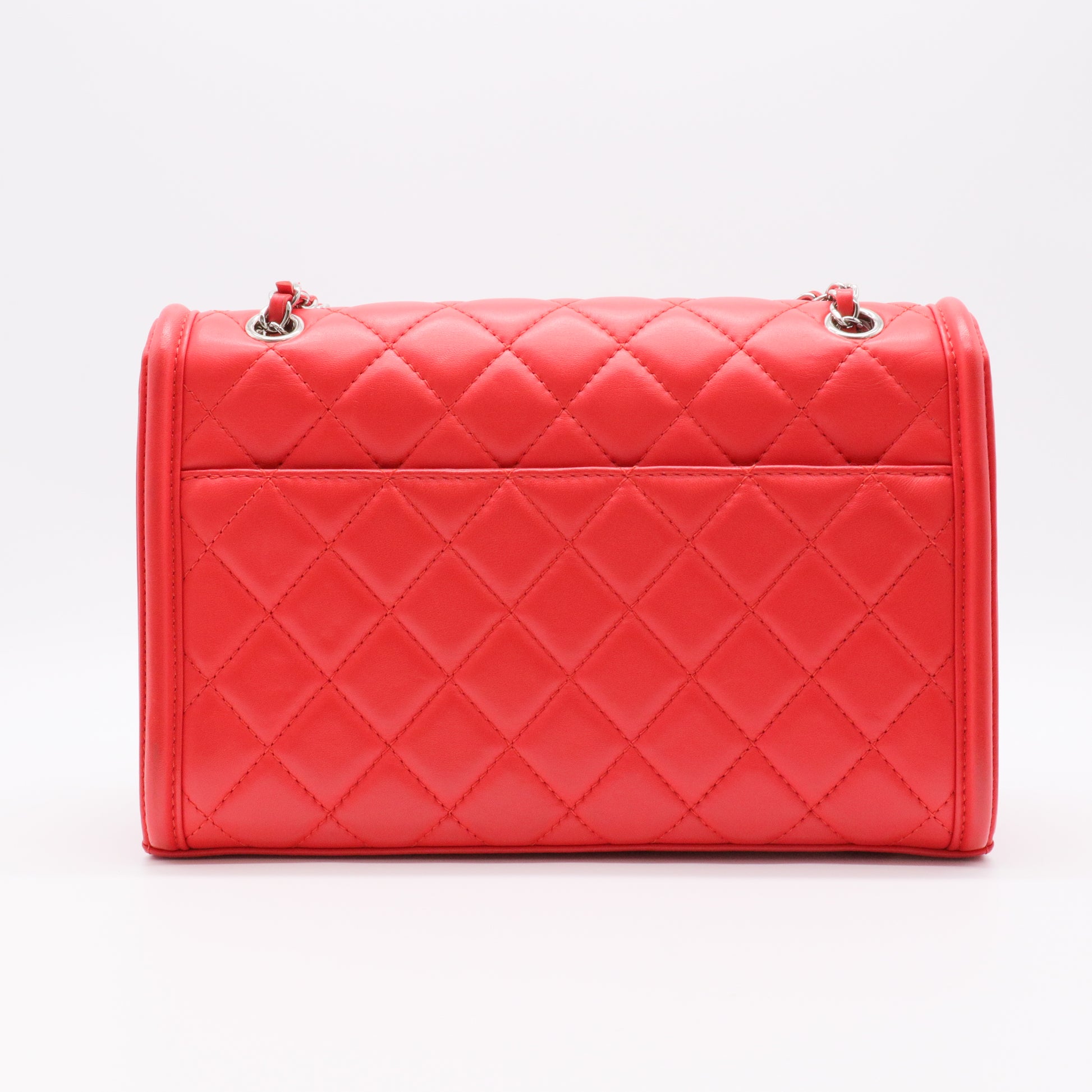 Red Large Lambskin Geometric Flap Crossbody Bag twins