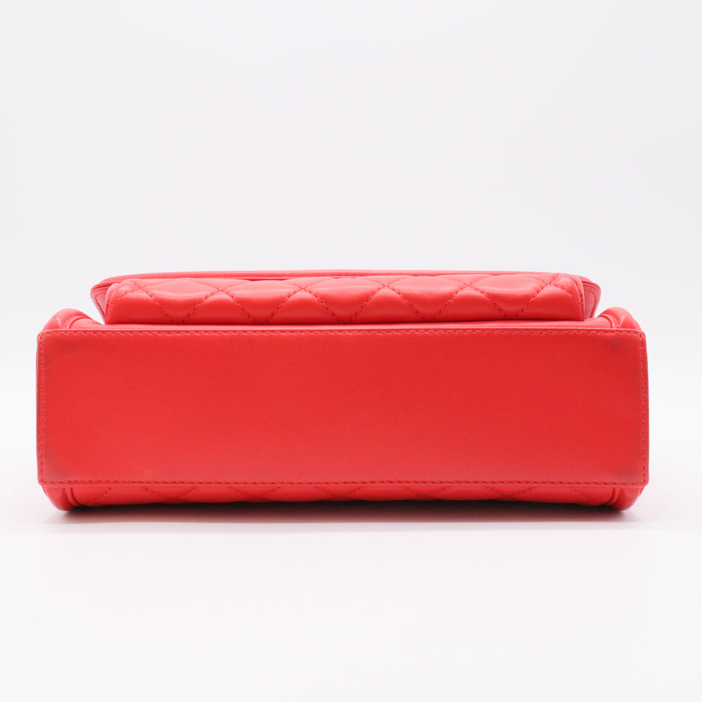 Red Large Lambskin Geometric Flap Crossbody Bag twins