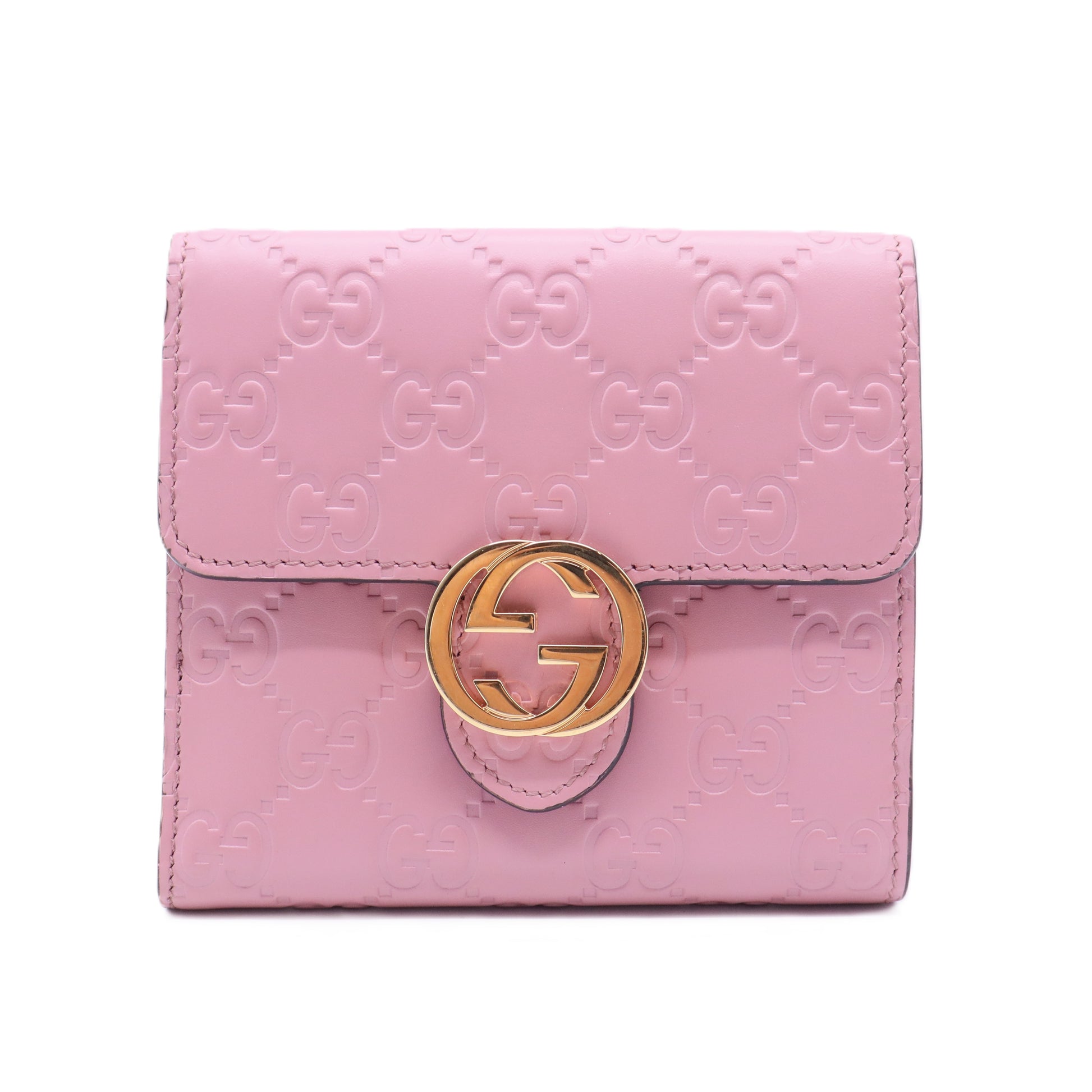 Pink Guccissima Interlocking G French Wallet
