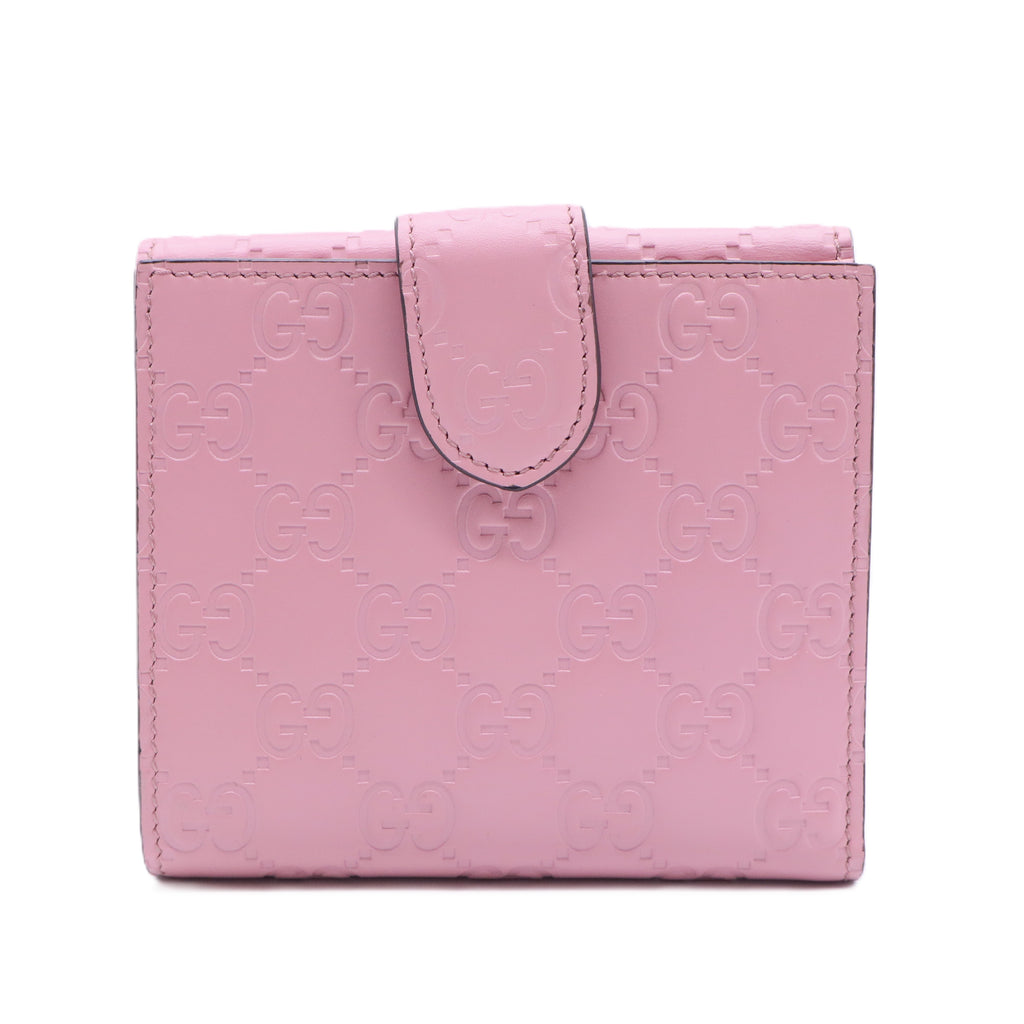 Pink Guccissima Interlocking G French Wallet