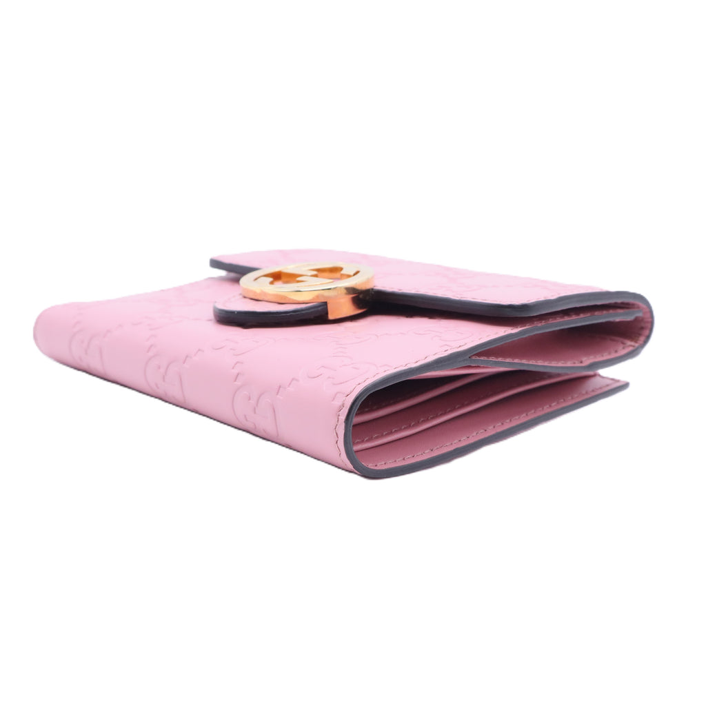 Pink Guccissima Interlocking G French Wallet