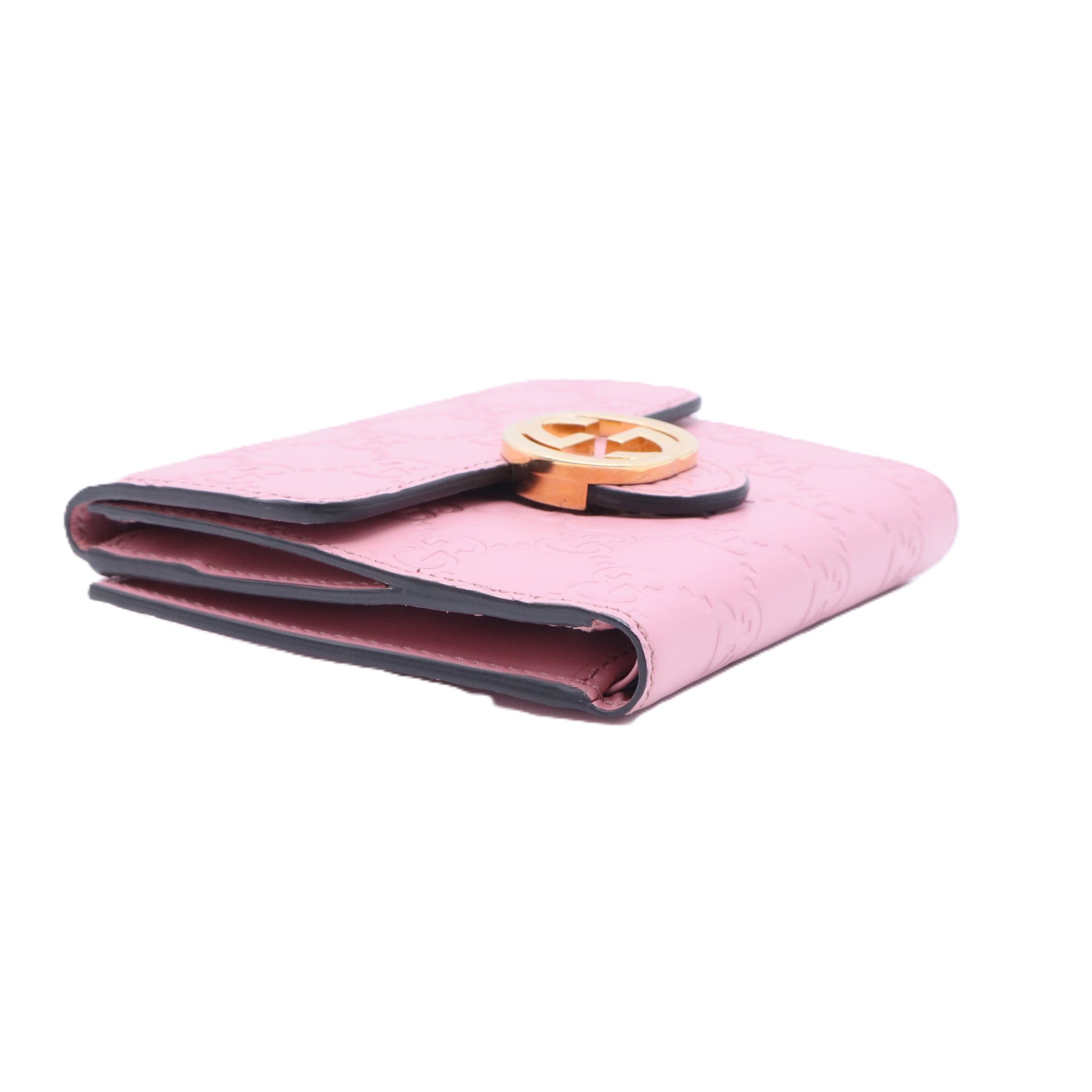 Pink Guccissima Interlocking G French Wallet