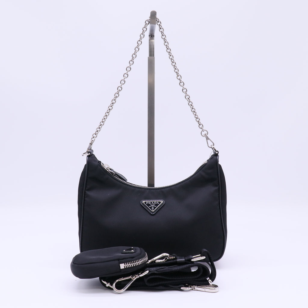 Prada Black Tessuto Nylon 2005 Re-Edition Shoulder Bag twins LDJ4623
