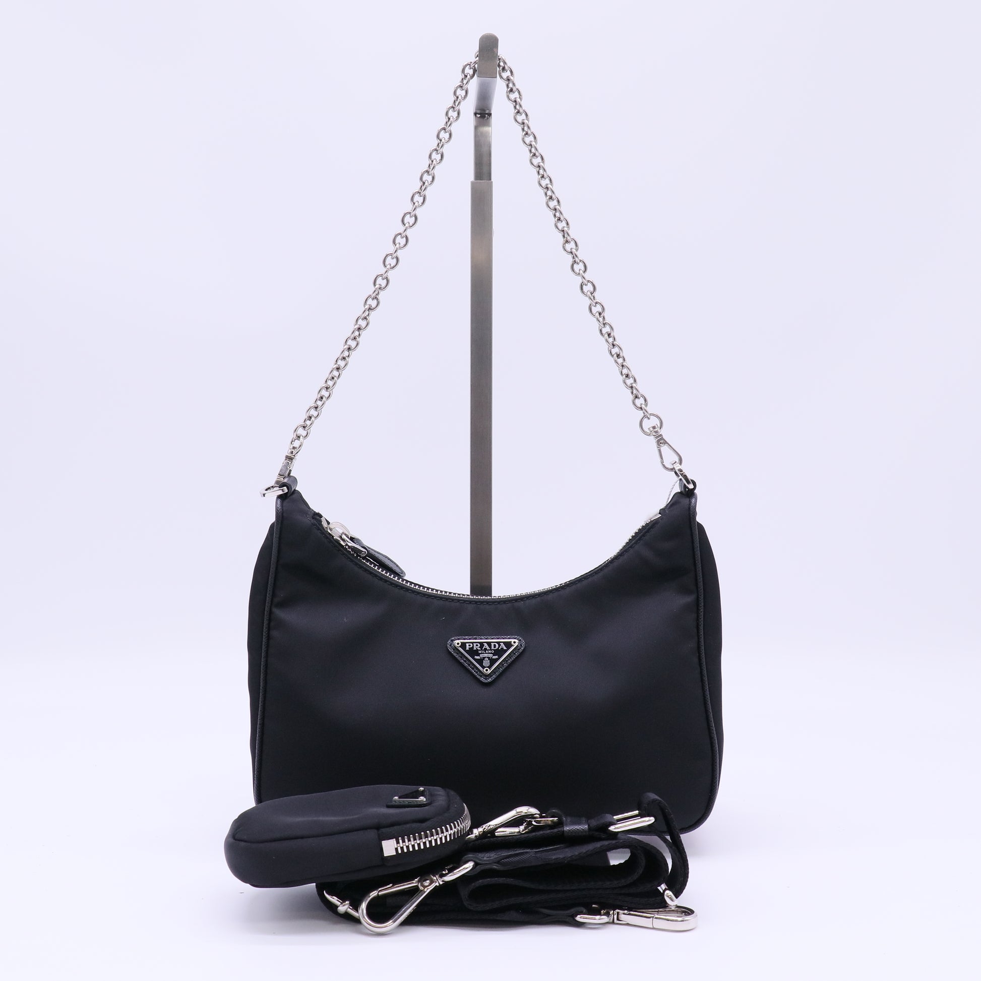 Prada Black Tessuto Nylon 2005 Re-Edition Shoulder Bag twins LDJ4623