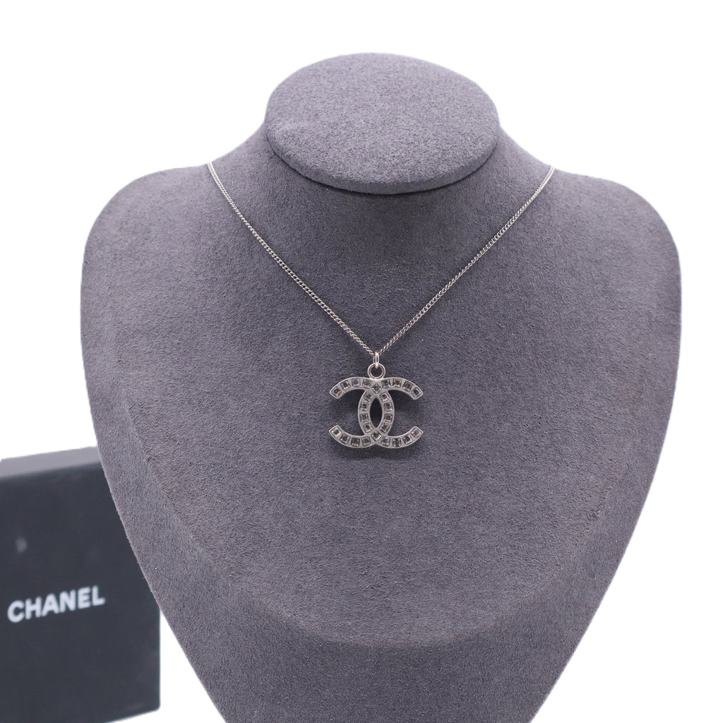Crystal Large CC Necklace Silver