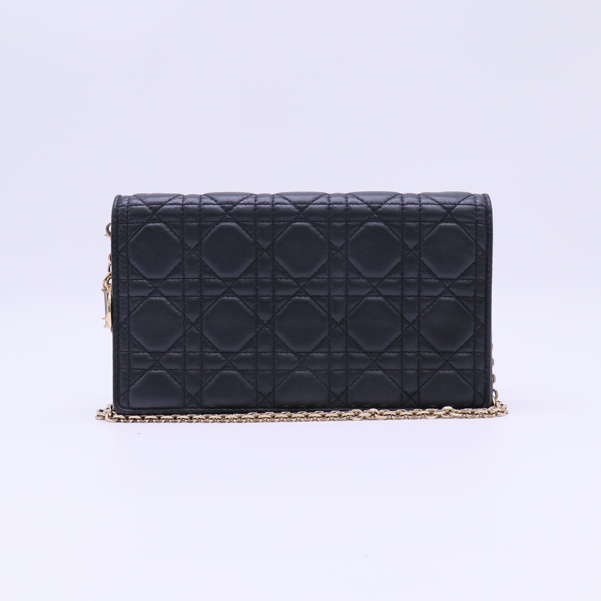 Christian Dior Lambskin Cannage Lady Dior Pouch Black twins LDJ4618