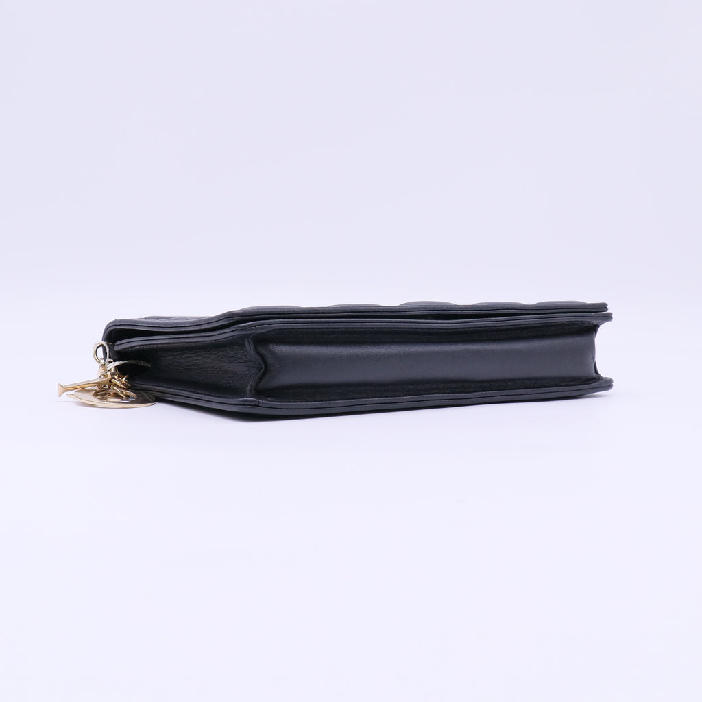 Christian Dior Lambskin Cannage Lady Dior Pouch Black twins LDJ4618