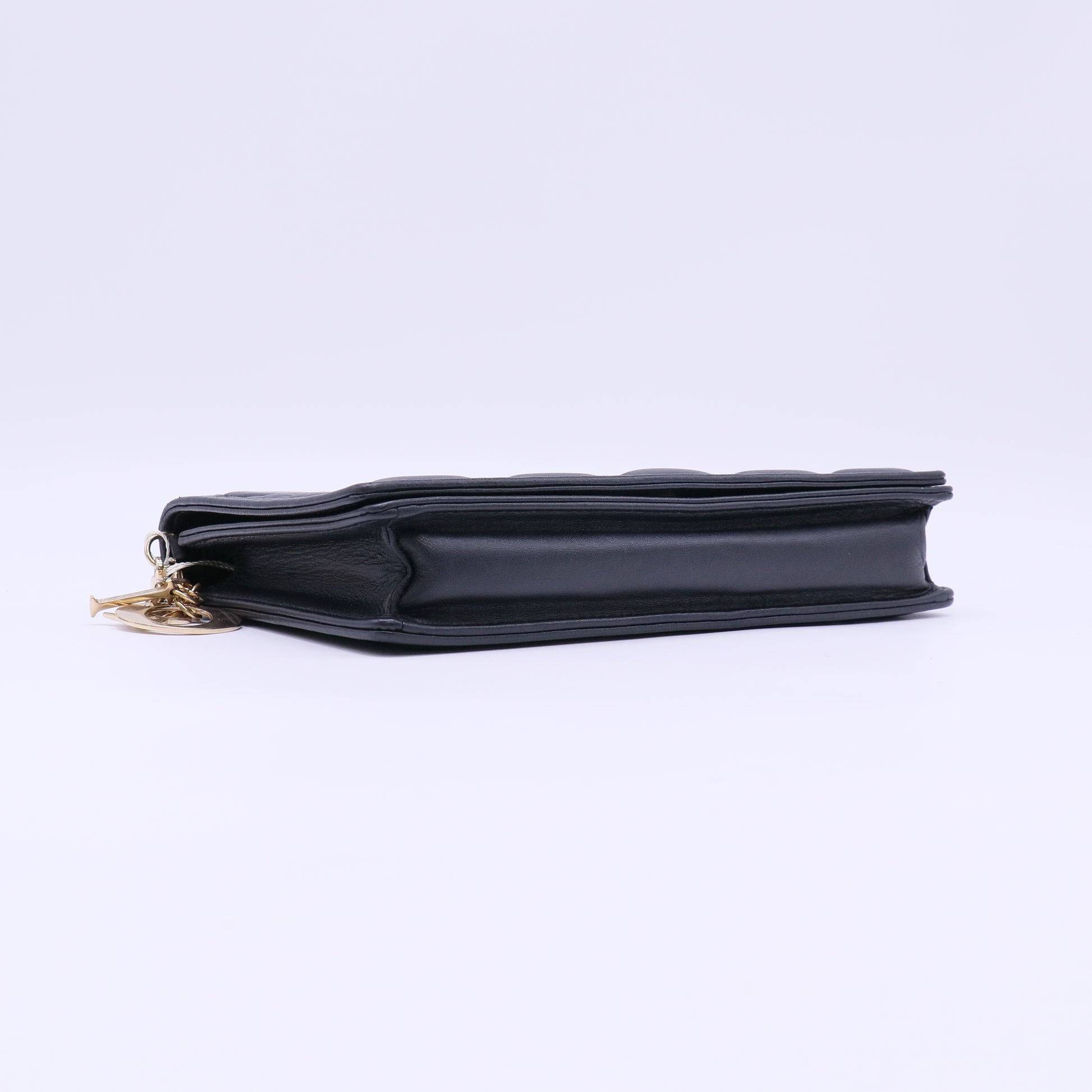 Christian Dior Lambskin Cannage Lady Dior Pouch Black twins LDJ4618