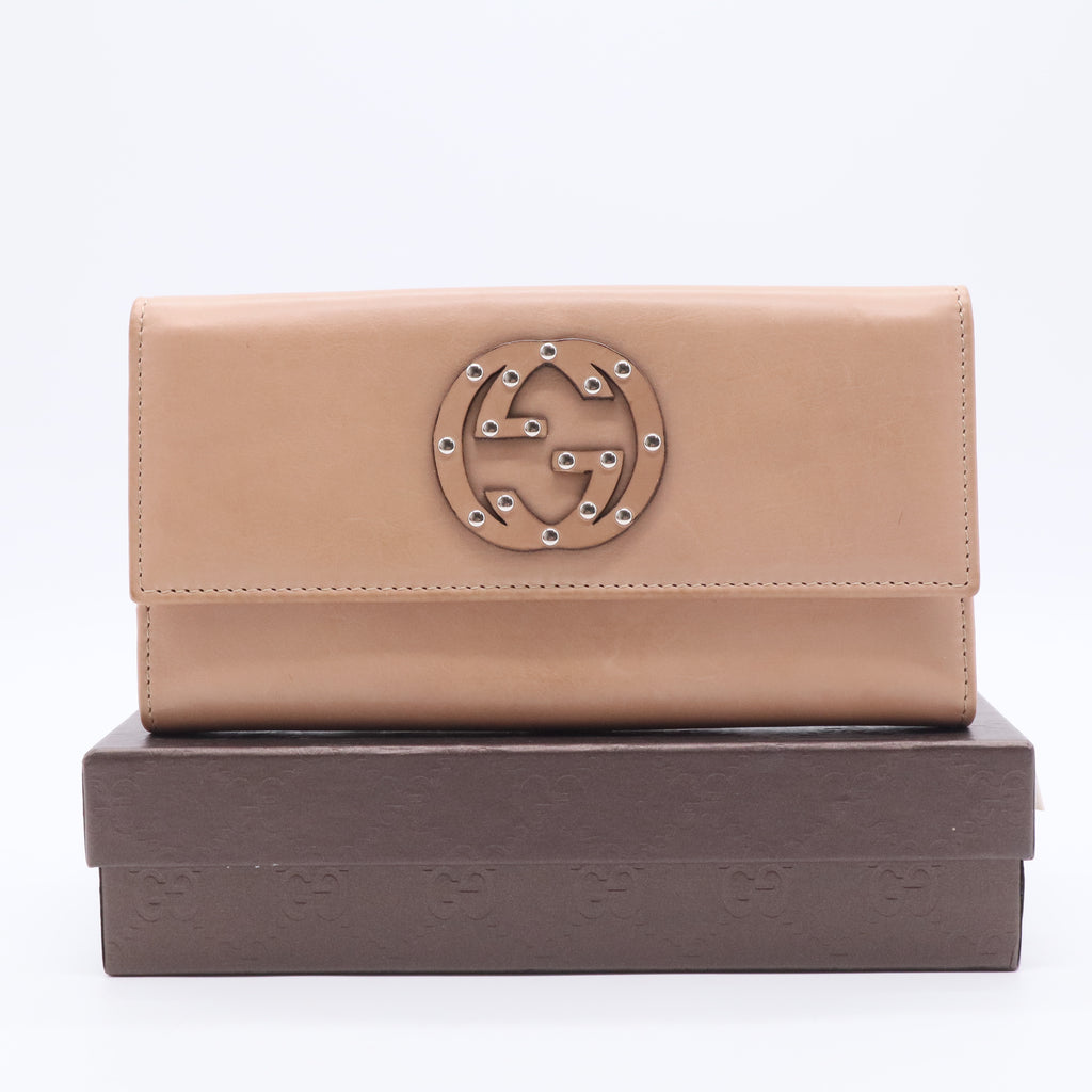 Brown Leather Studded Soho Continental Wallet