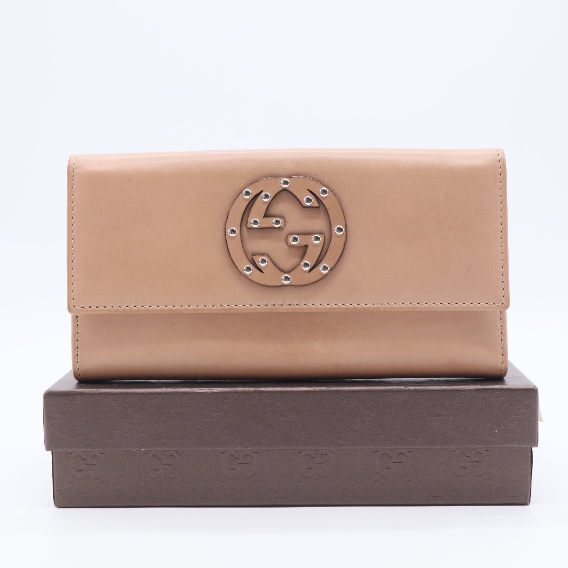 Brown Leather Studded Soho Continental Wallet