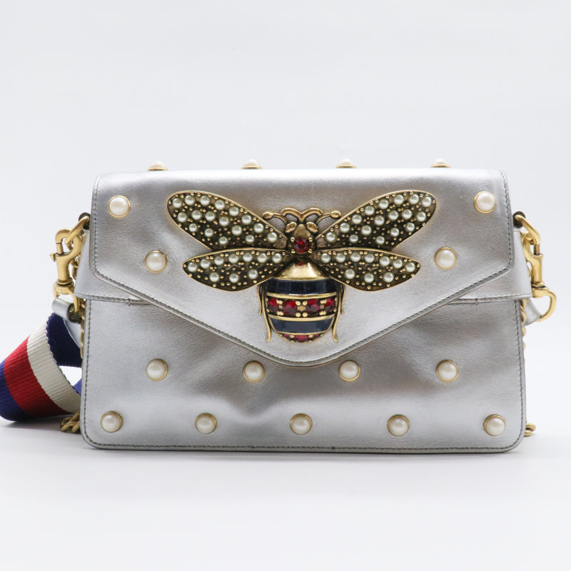 Broadway Pearly Bee Shoulder Bag Embellished Leather Mini