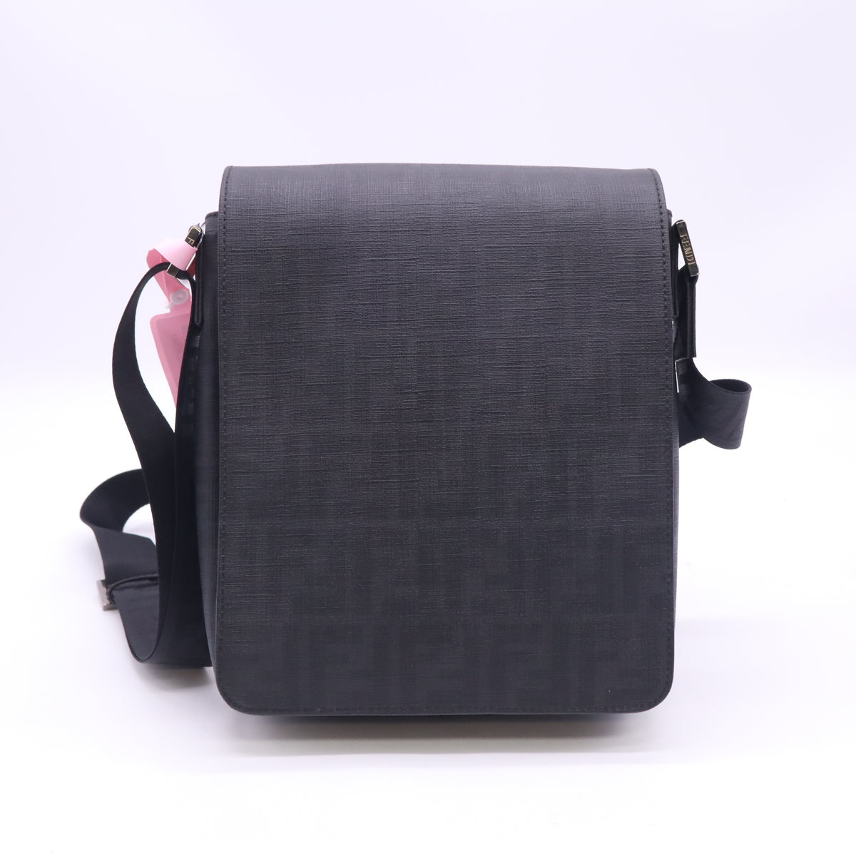 FENDI Zucca Spalmati Messenger Bag Black Twins LDJ6341