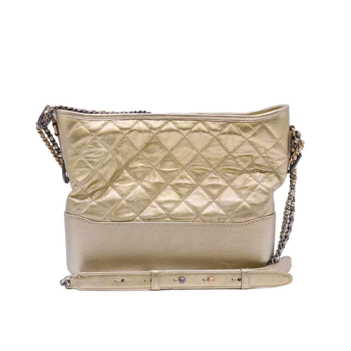 Chanel Metallic Aged Calfskin Quilted Medium Gabrielle Gold Twins LDJ4591